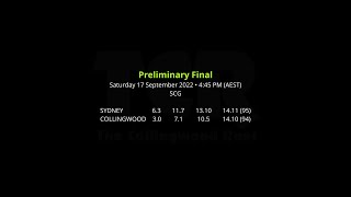 TCR 2022: Preliminary Final ~ Sydney vs Collingwood