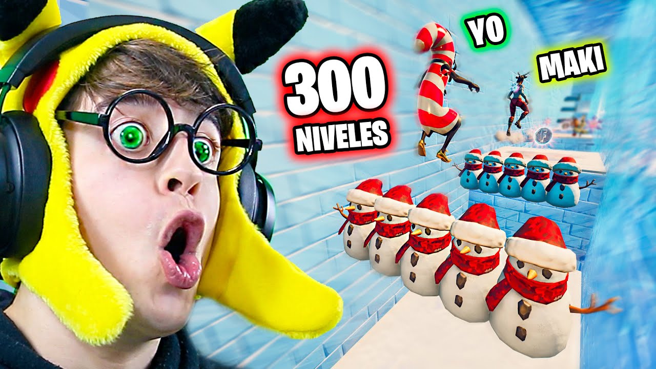 300 Niveles PARKOUR de NAVIDAD en Fortnite!! (Competición vs Hermano Pequeño)