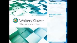 CCH® Axcess™/ ProSystem fx® - Entering Multi-State K-1 Data