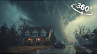 VR 360 Tornado hits the house and you escape in the car Virtual Reality interactive video