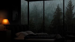 Deep Sleep With The Rain Sounds in Bedroom Overlooking Pine Forest - Rainstorm Sounds for Sleeping