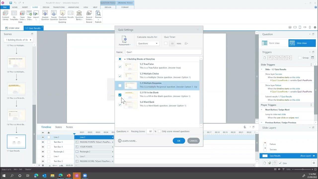 How to Use Results Slides in Articulate Storyline YouTube