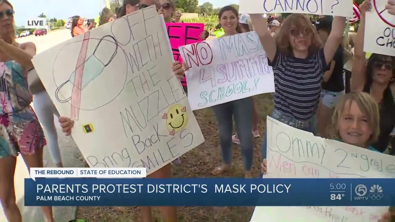 Palm Beach County parents protest school district's mask policy - YouTube