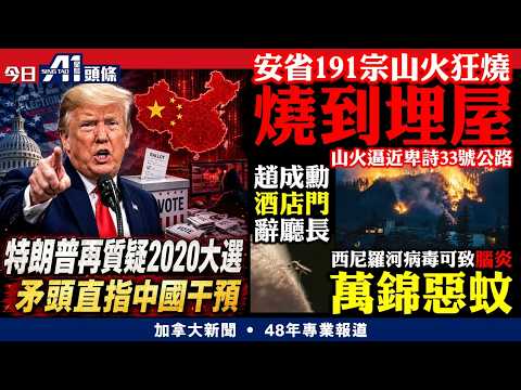 安省191宗山火狂燒今晚空氣再轉差｜萬錦惡蚊驗出腦炎病毒｜特朗普翻舊帳質疑2020年大選中國干預｜7月17日