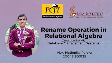 Rename Operation in Relational Algebra MySQL | Question Set 41 | DBMS | Java Institute