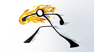 Stickman Fire Attack Drawing 🔥 Easy Drawing Tutorial