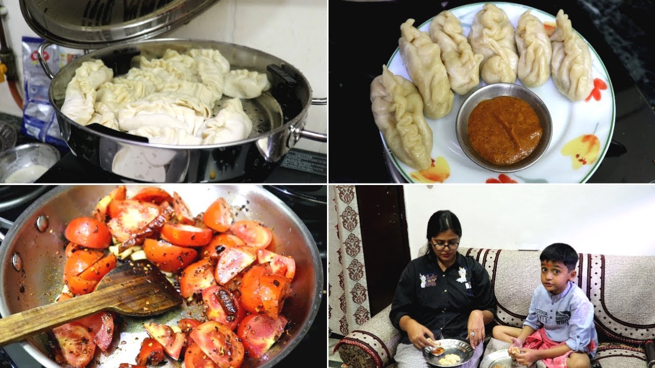 Dinner Routine Making Momos for Dinner Soybean momos Tomato