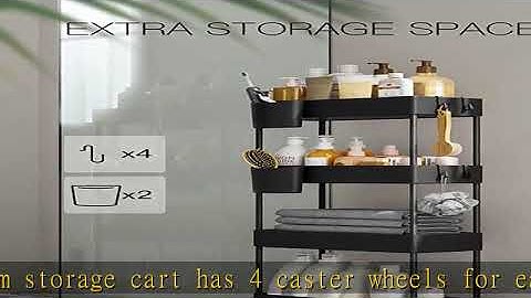 Pipishell Slim Storage Cart with Wheels, 4 Tier Bathroom Storage Organizer Rolling Utility Cart for