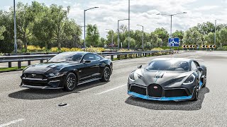 Forza Horizon 4 Drag race: Bugatti Divo vs 2018 Ford Mustang GT (950hp)