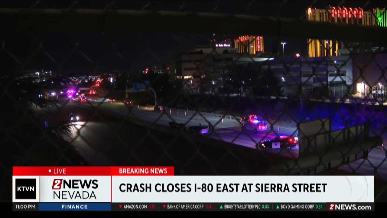 Crash on I-80 blocking all eastbound lanes near Maple Street - YouTube