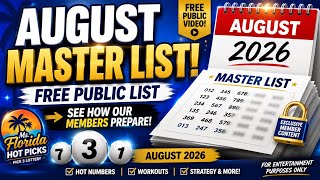August 2026 Pick 3 Master List