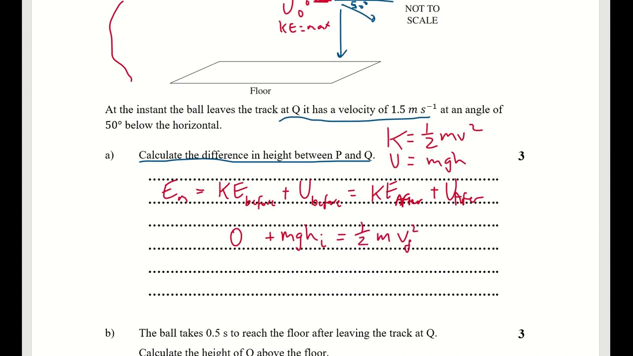 2019 HSC Physics Q30 - Conservation of Energy, Projectile Motion