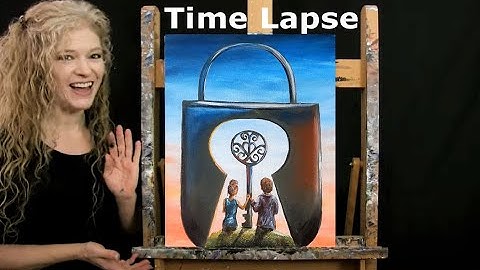 TIME LAPSED Version of How to Paint LOVE LOCK with Acrylic - Fun Easy Step by Step Tutorial