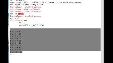 Create Math Table In Python