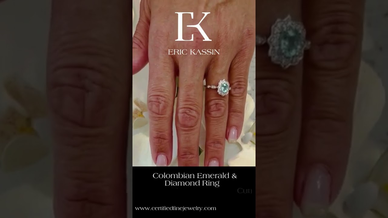 Colombian Emerald & Diamond Ring 14K Gold (Round Mixed Cut) | Certified Fine Jewelry - Eric Kassin