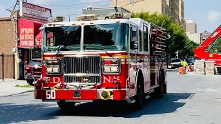 FDNY ENGINE 50 RESPONDING ON WASHINGTON AVENUE IN THE MORRISANIA AREA OF THE BRONX IN NEW YORK CITY.