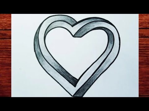 3D heart drawing easy tutorial step by step || heart art easy - YouTube