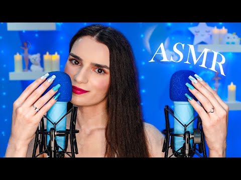 ASMR 💙 Ear to Ear Mic Scratching & Close Whispers to MELT YOUR BRAIN 🤤 2 MICS & Long Nails for Sleep