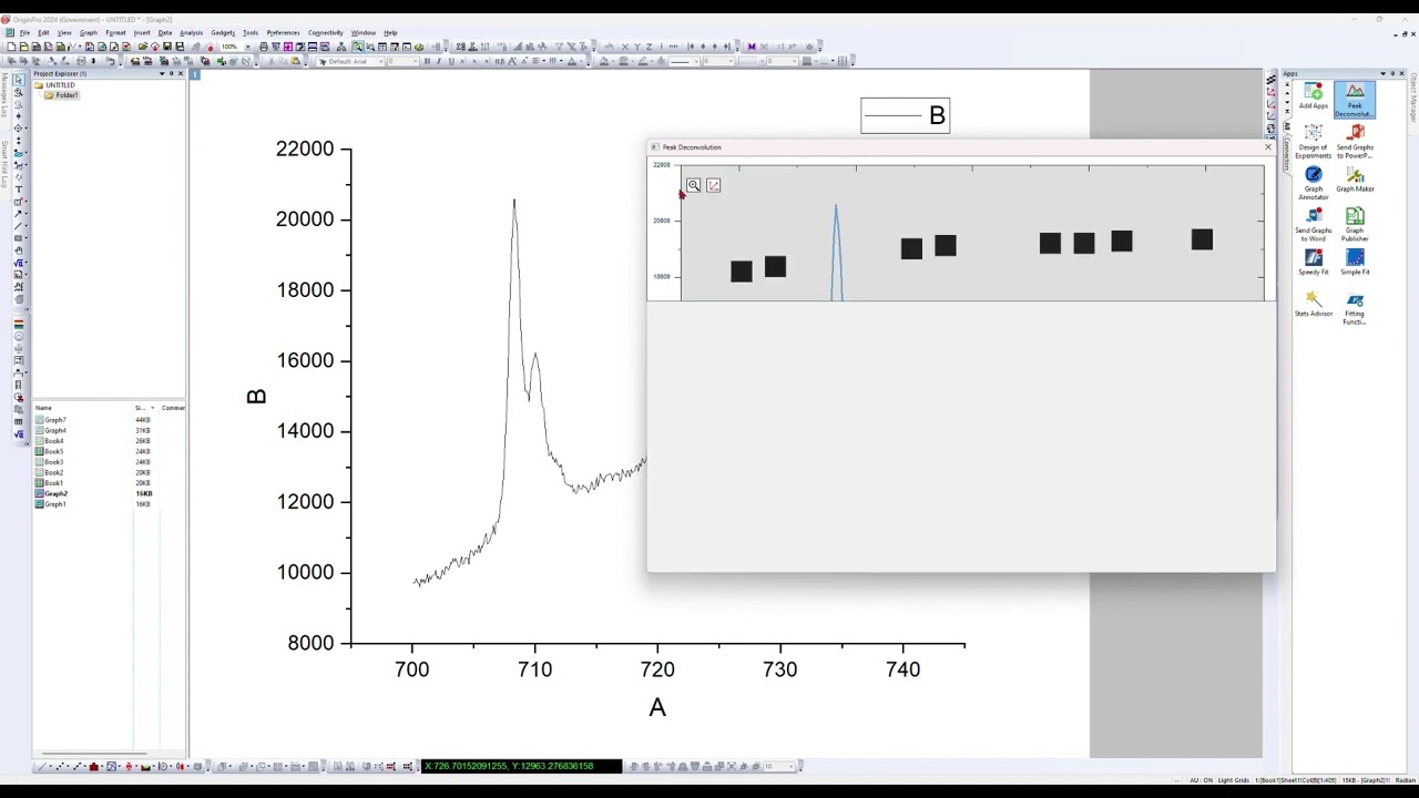 Hướng dẫn tách Peak trên OriginPro 2024 bằng Peak Deconvolution