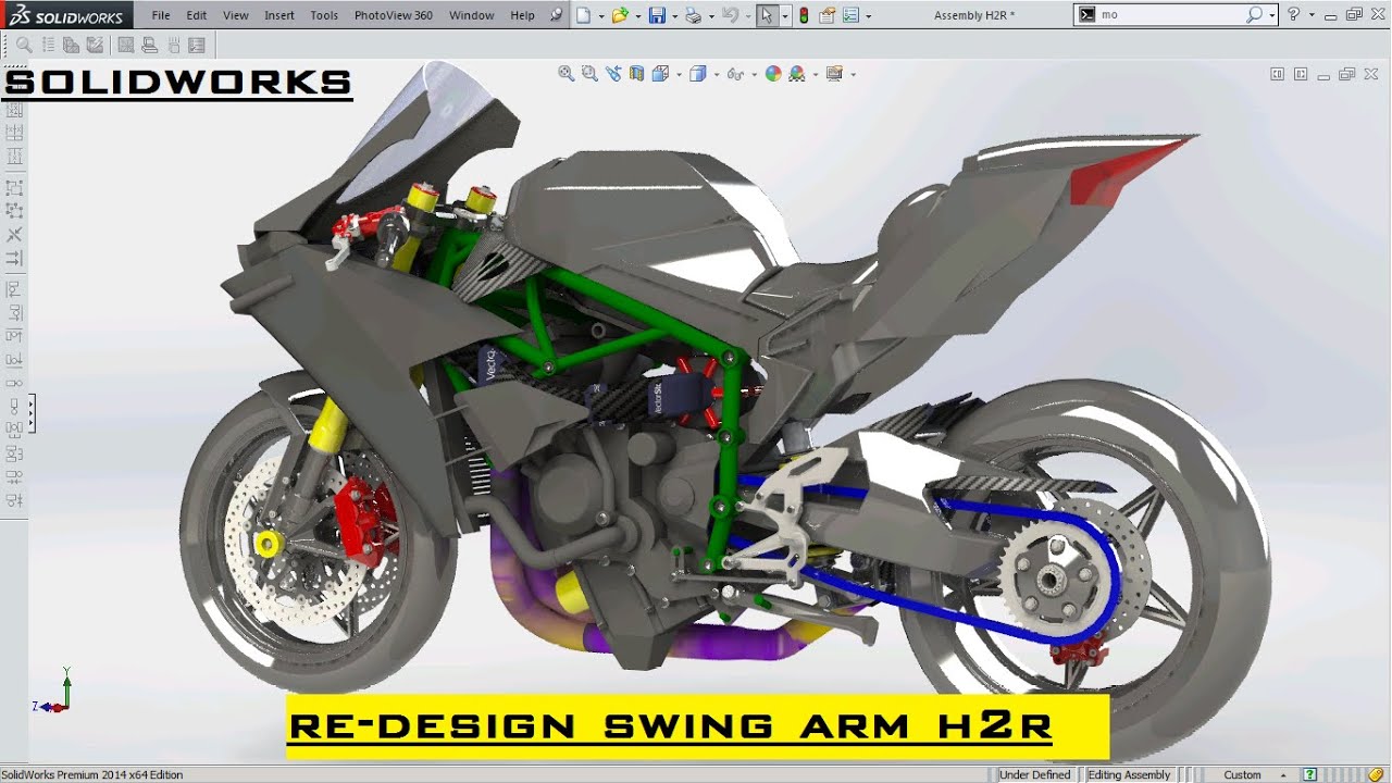 Tutorial Design SwingArm Kawasaki H2R using Solidworks YouTube
