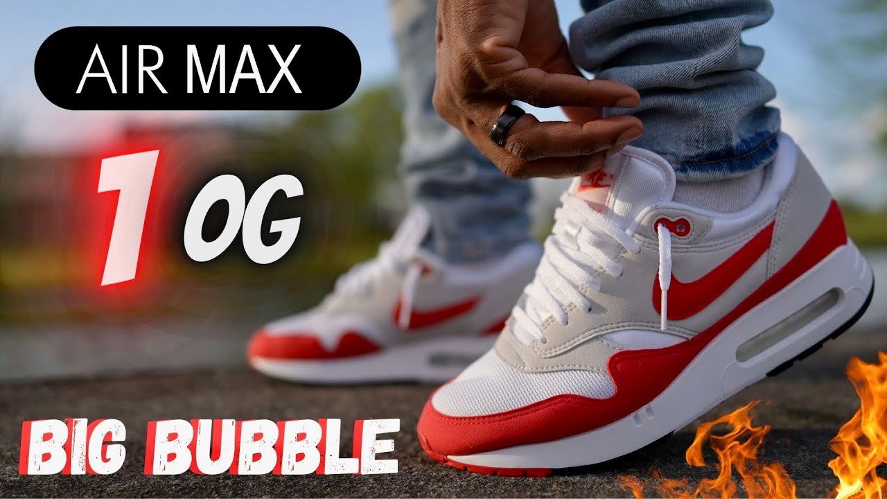 rociar sensor algas marinas NIKE AIR MAX 1 OG 86 BIG BUBBLE WHITE RED DETAILED REVIEW & ON FEET W LACE  SWAPS!! - YouTube