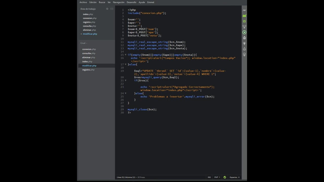 Crud en PHP MSQL part 2 - YouTube