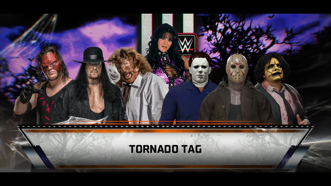 Торнадо Тэг из Испании Гробовщик Кейн Мэнкайнд против Джейсона, Майкла Кожаного Лица Специальный ...