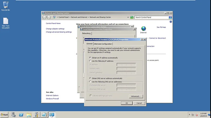 Assign IP and DNS on windows server 2008 r2