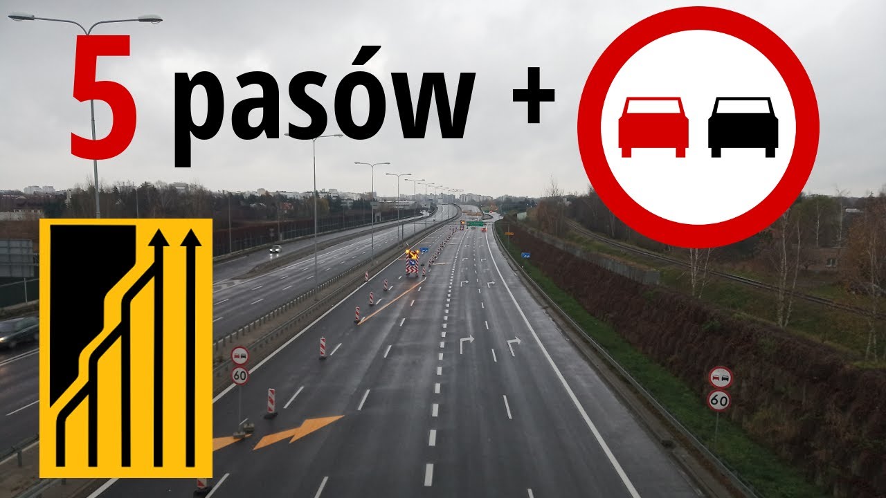 Zakaz wyprzedzania na pięciu pasach i inne błędy na S2 – Południowej Obwodnicy Warszawy.