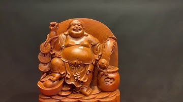 Tượng gỗ Di lặc vạn sự như ý kéo tài lộc gỗ hương ta- Mẫu tượng di lặc để bàn siêu nét