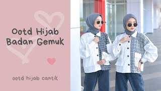 Ootd Hijab Badan Gemuk | Kemeja Kotak Oversize Two Tone ❤️❤️❤️