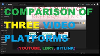 Comparison Of Three Video Platforms - Youtube, Lbry, Bitlink