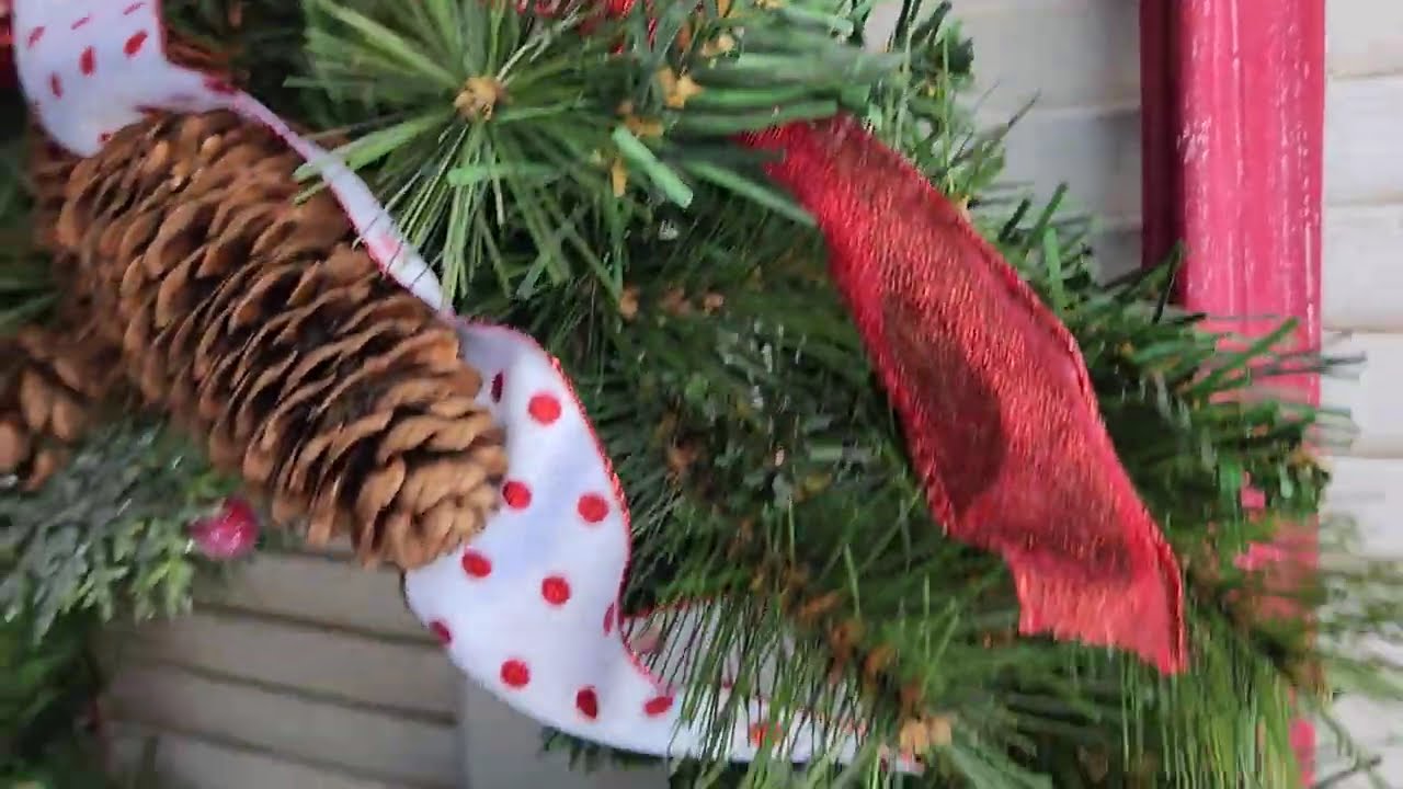 For Sale! Decorative Wreath on Solid Wood Red Frame - LINK IN DESCRIPTION!