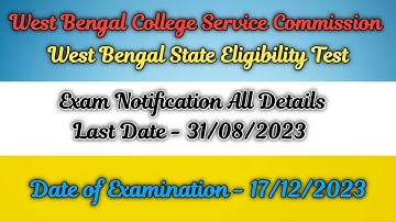WB 25th SET Notification 2023 / WBCSC / West Bengal State Eligibility Test 2023 / WBSET Form fillup