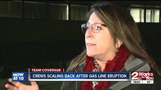 Gas line leak capped after explosion in midtown Tulsa
