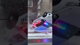 Icy Hill Turns Police Pursuit Into Rollover Crash