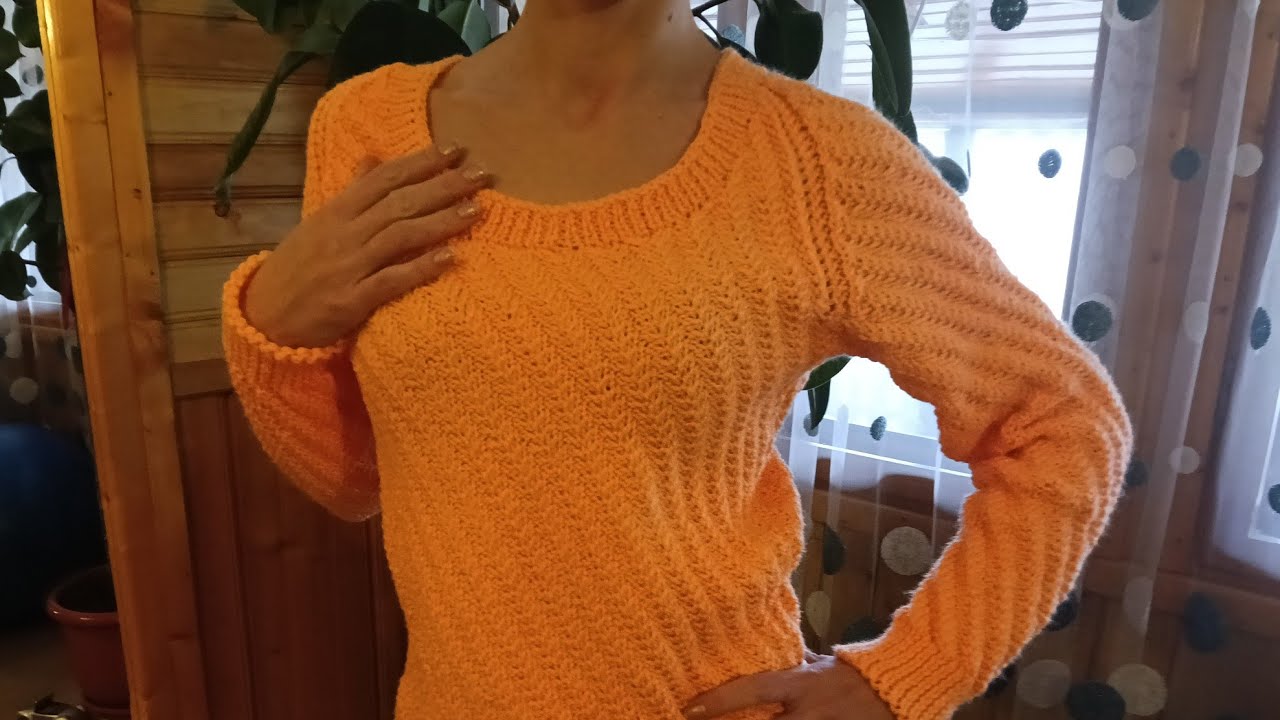 Анатомический вязаный свитер-реглан, вяжется снизу вверх. Пошаговая инструкция. Урок по вязанию ж...