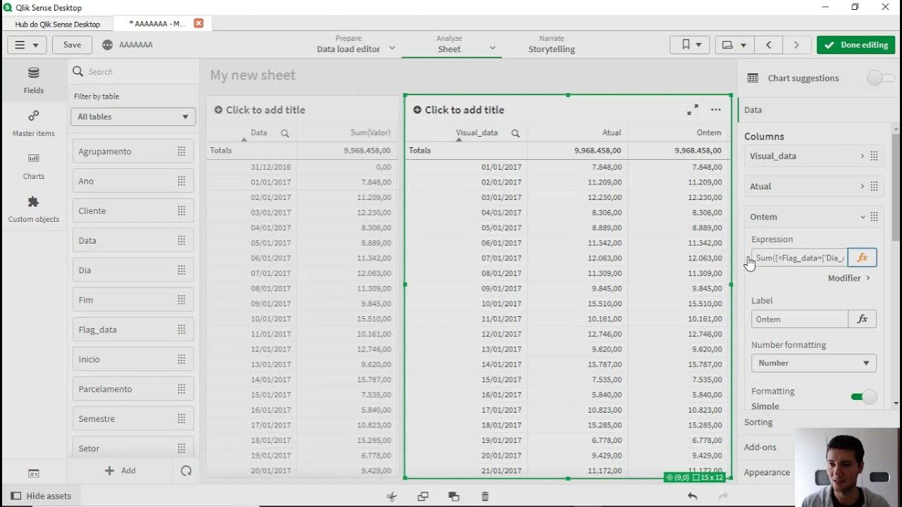 Comparação de Dados com Calendário Flag de ligação com Qlik Sense YouTube