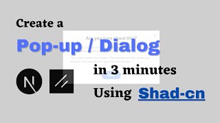 Create a Dialog / Pop-up within 3 minutes using Shad-cn. NextJS