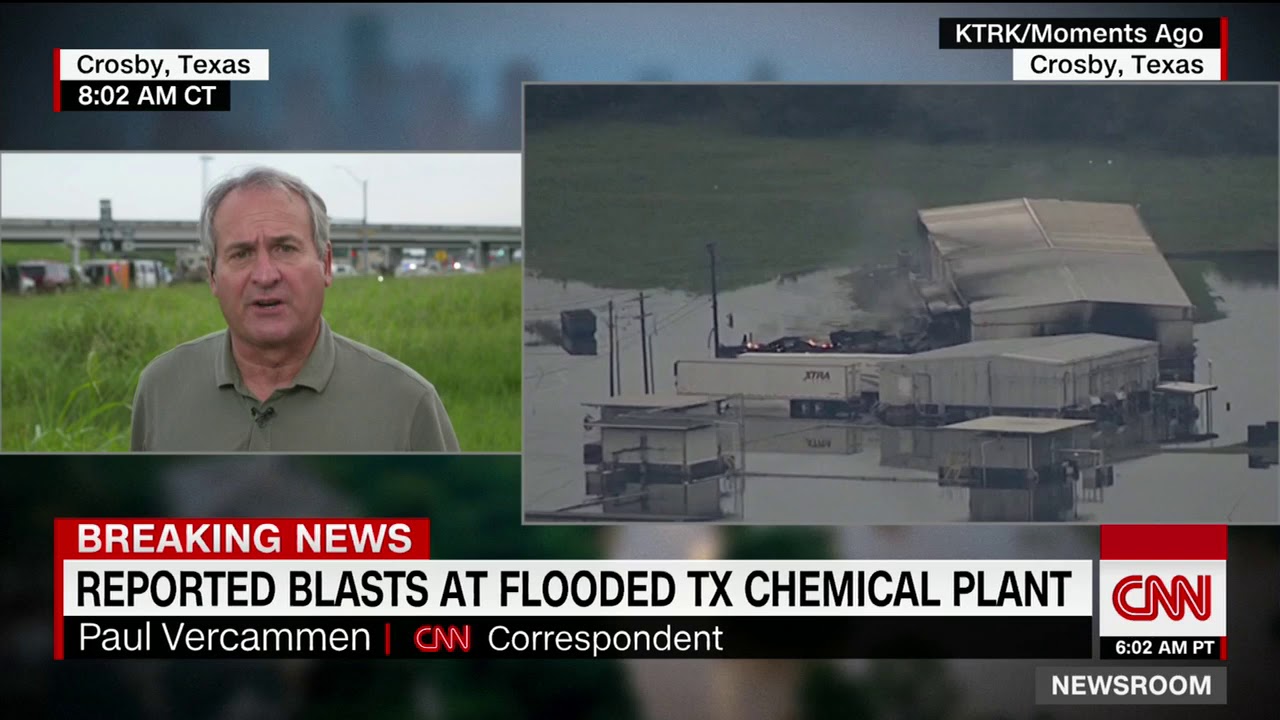 Fire at flooded chemical plant near Houston