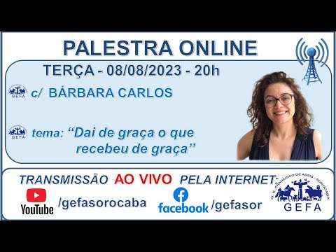 Assista: Palestra online - C/ B�?RBARA CARLOS (08/08/2023)