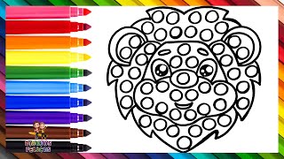 Dibuja y Colorea Una Cara De León POP IT 🦁🔴🟠🟡🟢🔵🟣🌈 Dibujos Para Niños