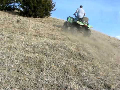 Arctic Cat's TRV line of atv's with its extended wheelbase length makes it an awesome hill climber. We use this 650 TRV every day on the ranch south of Chamberlain South Dakota. Dont try this with any regular wheelbased atv!