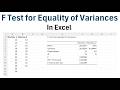 How to Peform the F Test for Equality of Variances in Excel