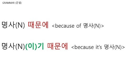 문법(Grammar) N 때문에 VS N(이)기 때문에