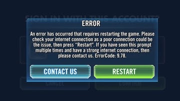 How To Resolve Star Wars Galaxy Of Heroes Error Code 9.78?
