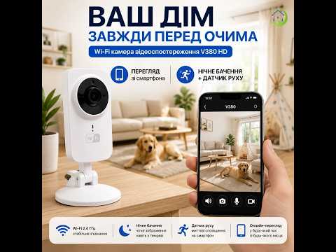 Wi-Fi камера видеонаблюдения V380 HD — контроль помещения со смартфона в режиме онлайн, видео 1
