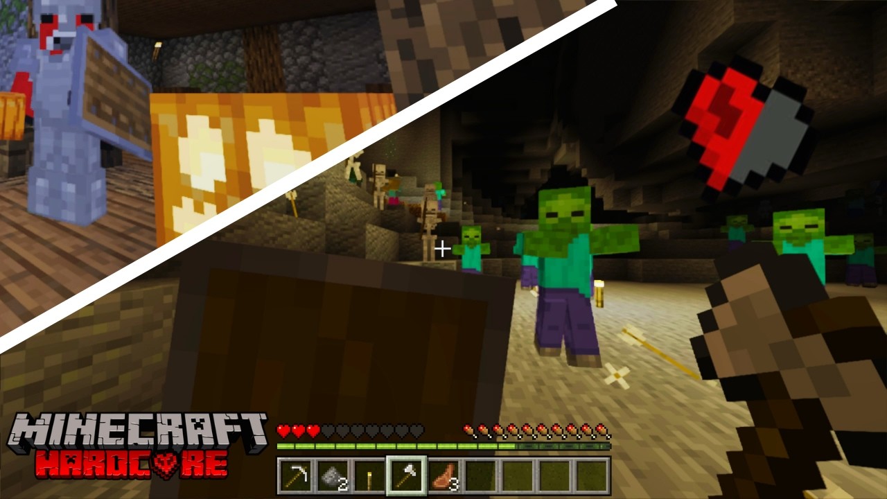 Minecraft Hardcore eps 2 ( I almost die 4 times) - YouTube