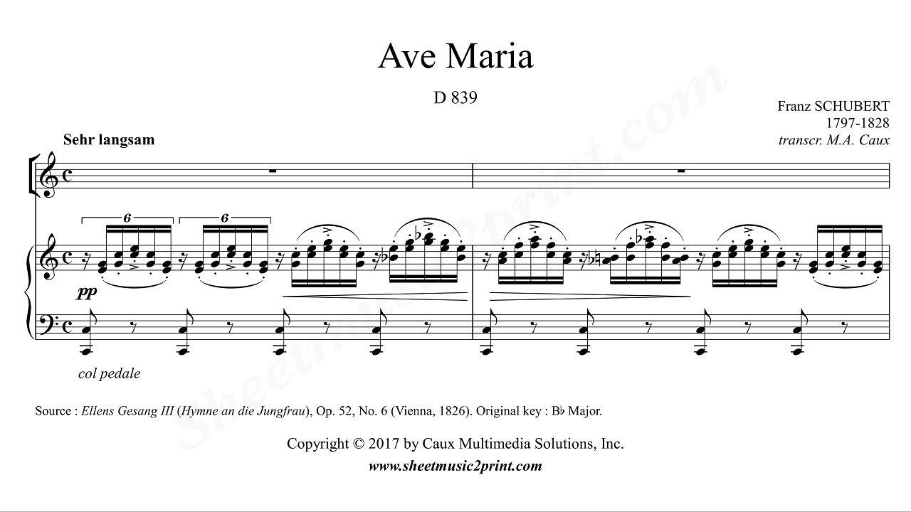 Schubert Ave Maria C Major Youtube