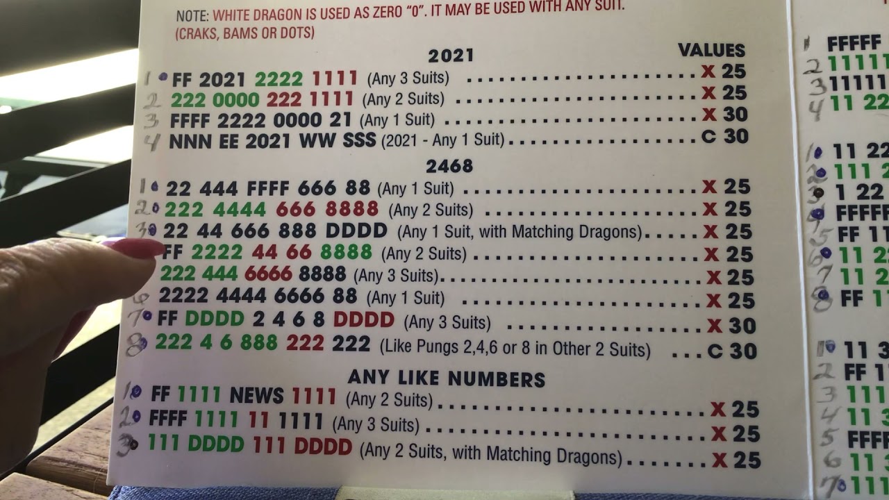 2021 Mahjong Card Pdf Printable Cards 2021 Mahjong Card Pdf Printable Cards
